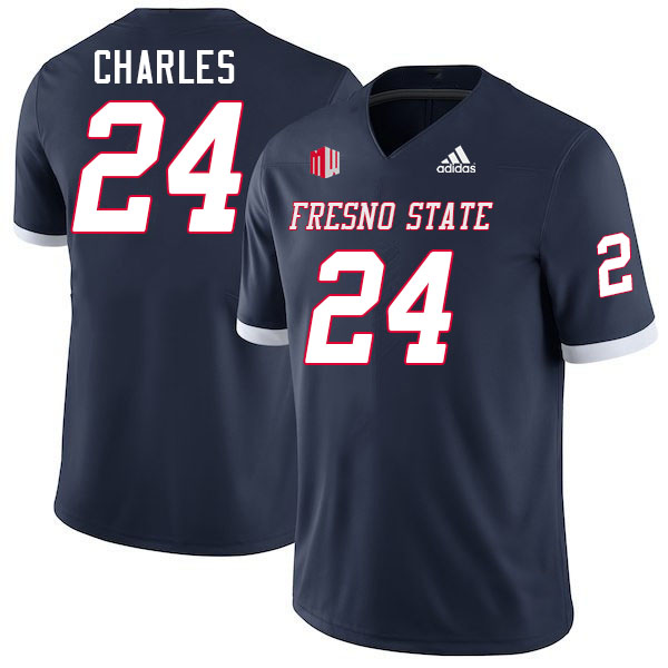 Men #24 Charlotin Charles Fresno State Bulldogs College Football Jerseys Stitched-Navy